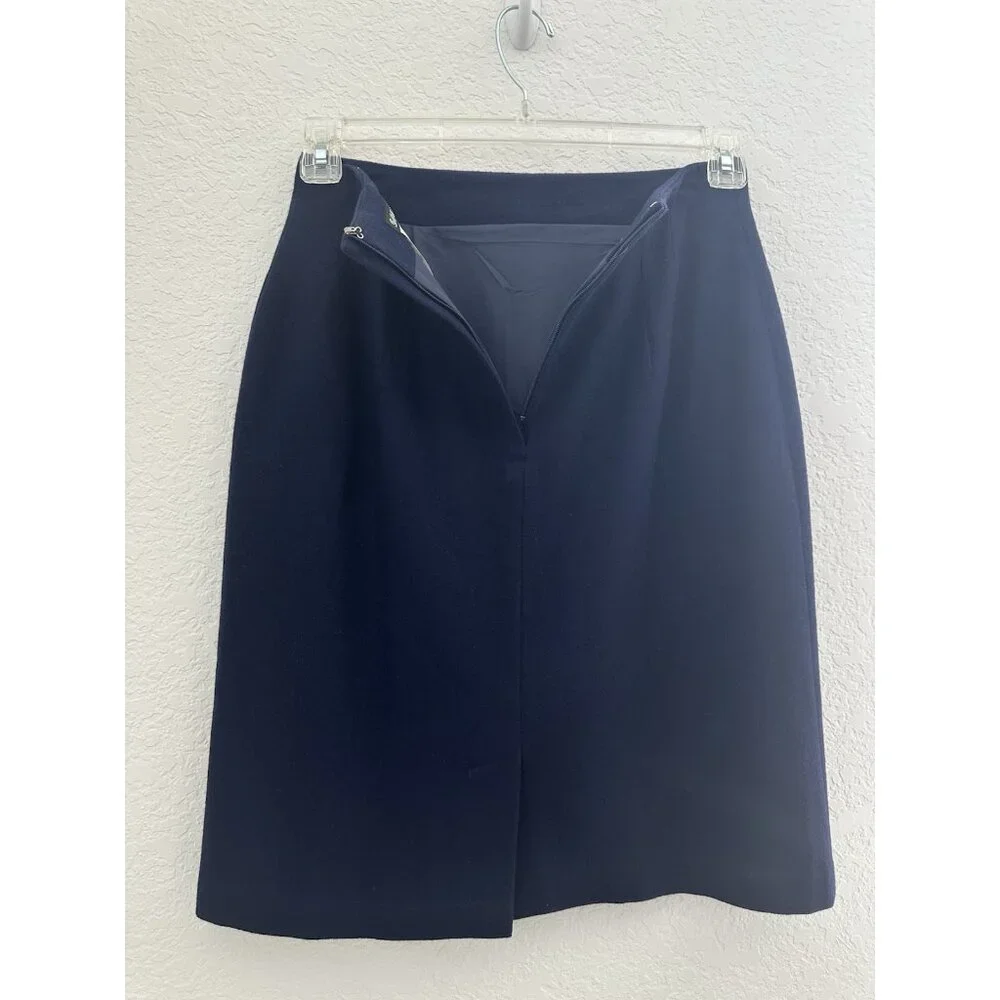 Vtg SAVANNAH 1114 Woolmark Skirt Womens 10 Navy 100% Wool Lined Academia‎ Preppy